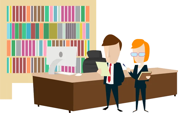 Ilustración de un despacho de abogados