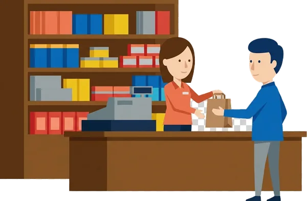 Ilustración de una tienda de barrio