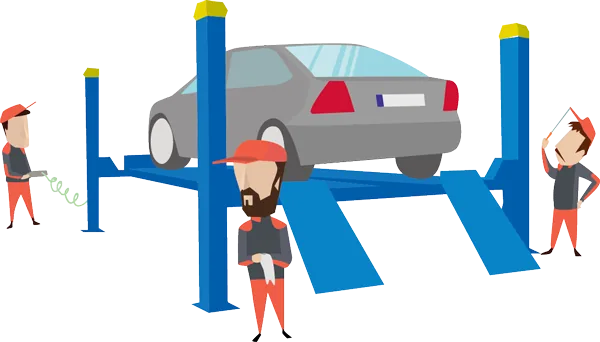 Ilustración de un taller mecánico