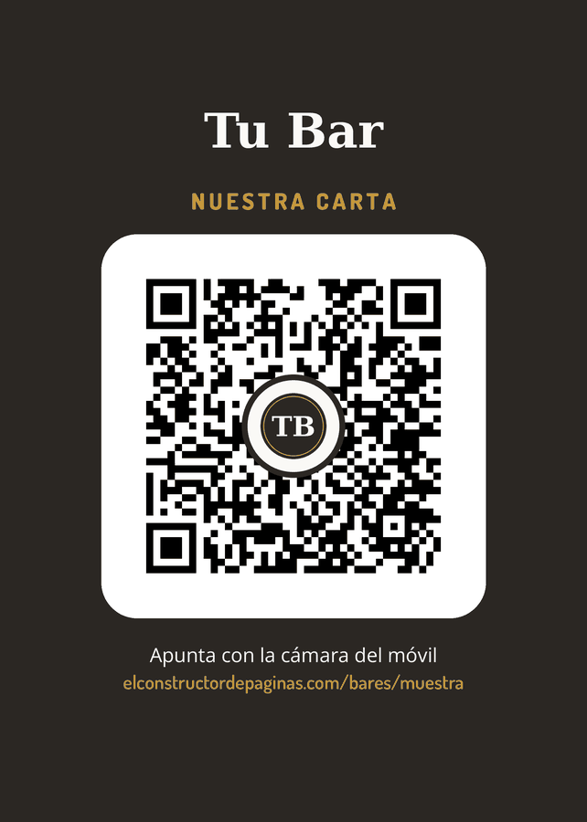 Cartel de escaparate de «Tu Bar» con el código QR de su carta