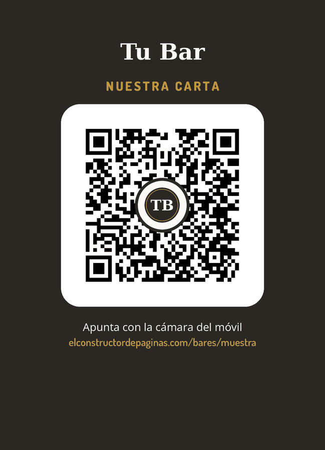 Cartel de mesa de «Tu Bar» con el código QR de su carta